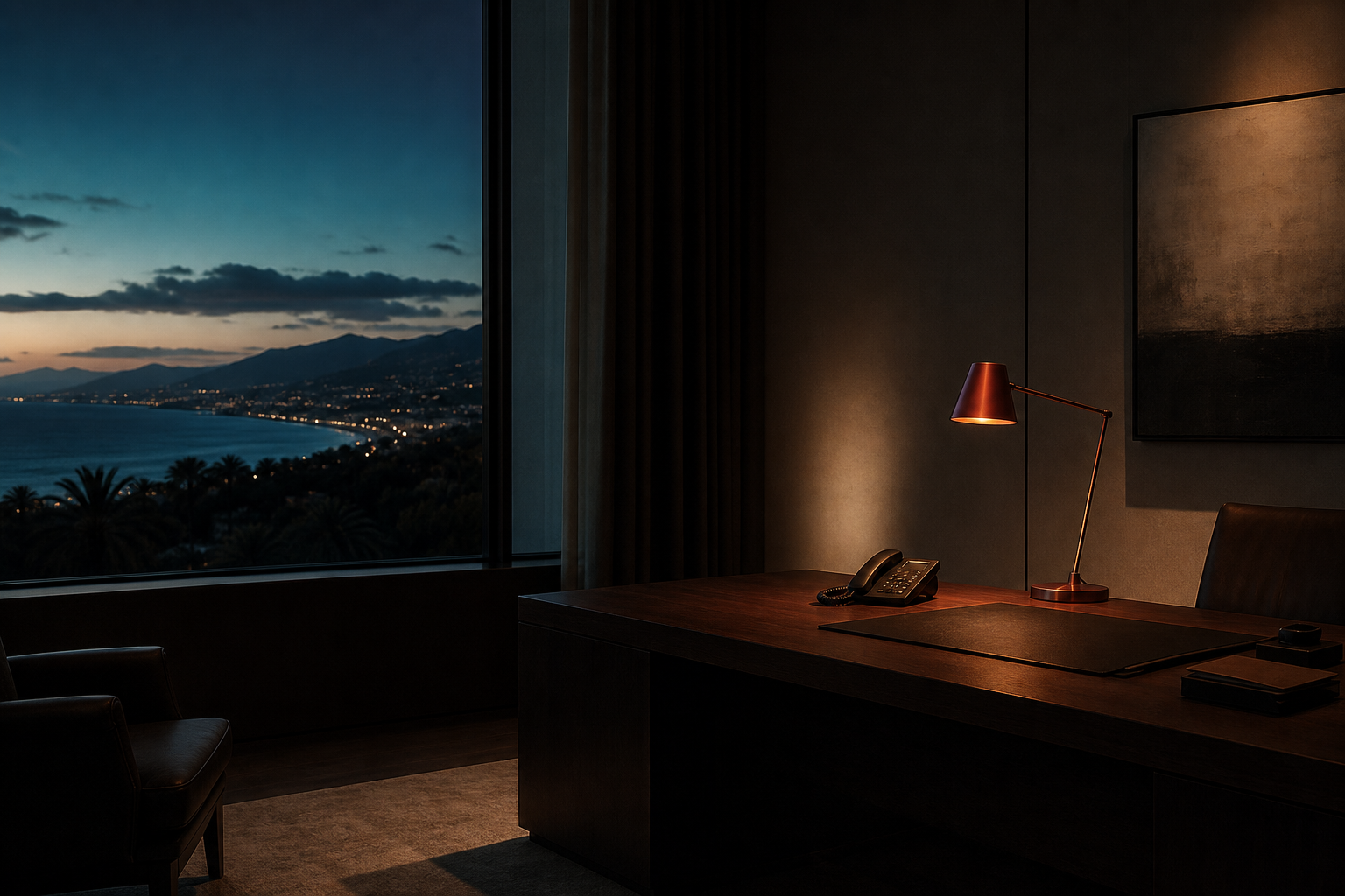 A calm, trustworthy office setting for a confidential consultation